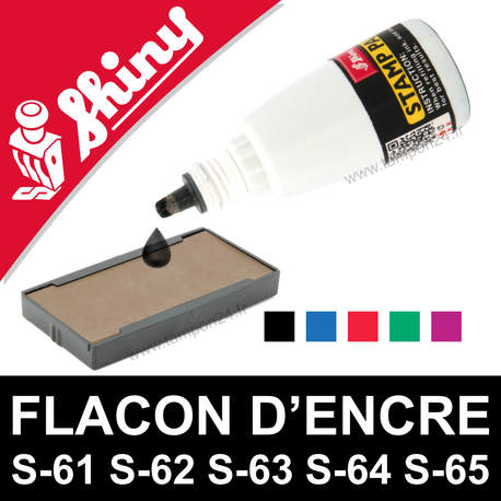 Flacon d'encre à réencrer pour cassettes Shiny - Noir, Bleu, Rouge, Vert, Violet
