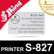 Plaque de texte personnalisée pour Shiny Printer S-827