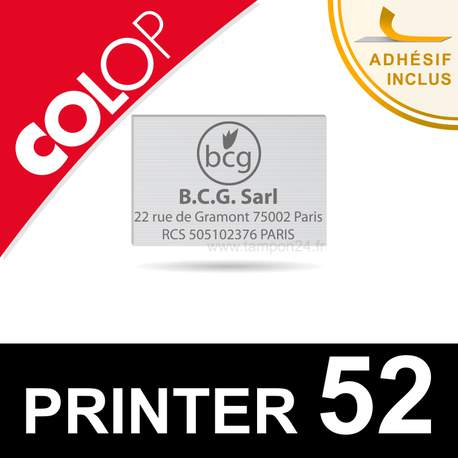 Plaque de texte pour Colop Printer 52 - Empreinte caoutchouc