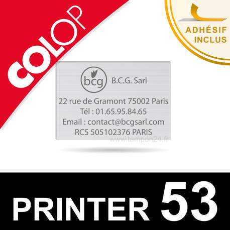 Empreinte plaque de texte pour Colop Printer 53