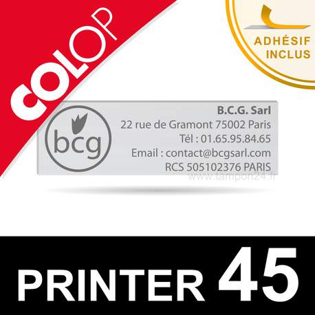 Empreinte personnalisée caoutchouc pour tampon Colop Printer 45