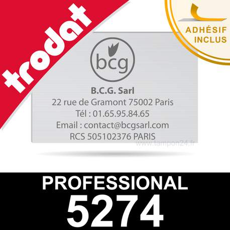 Plaque de texte pour tampon encreur Trodat Professional 5274