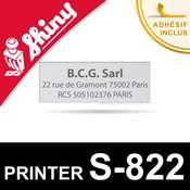 Empreinte personnalisée pour Shiny Printer S-822 (plaque texte)