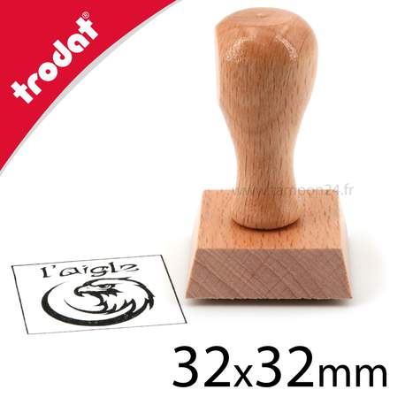 Cachet bois personnalisable en ligne carré moyen format