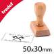Timbre bois personnalisable avec logo rectangle moyen format 50x30mm