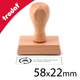 Timbre en bois texte et logo de 58x22mm