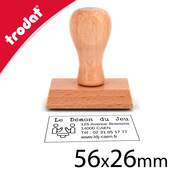 Cachet manuel en bois rectangle 56x26mm moyen format