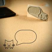 Tampon bois collection n°3 - Chat phylactère